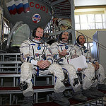 CG4G8787  --- (6 May 2015) --- At the Gagarin Cosmonaut Training Center in Star City, Russia, Expedition 44/45 backup crewmembers Timothy Peake of the European Space Agency (left), Yuri Malenchenko of the Russian Federal Space Agency (Roscosmos, center) a