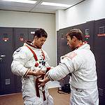 Astronauts Joseph Kerwin and Paul Weitz Suiting Up