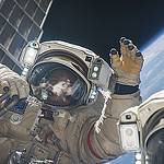 Russian Spacewalkers Work Outside Station