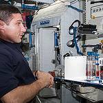Astronaut Mike Hopkins With Capillary Flow Experiment