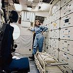 Christa McAuliffe Surveys Training Quarters