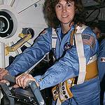 Christa McAuliffe Trains on a Treadmill