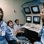 Christa McAuliffe and Barbara Morgan Train in the Shuttle Mission Simulator