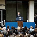 President Ronald Reagan during Memorial Services